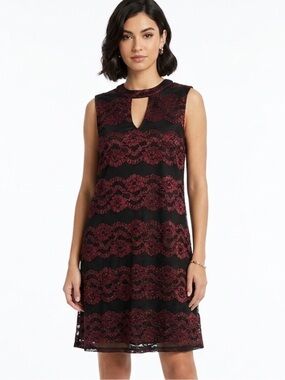Fifth & Park Burgundy and Black Lace Sleeveless Dress Size XL